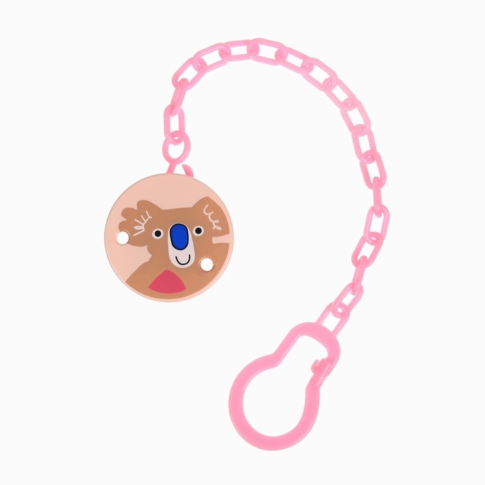 Набор: Соска - пустышка с держателем &laquo;Коала&raquo;, классичекая, +6 мес, цвет коралловый