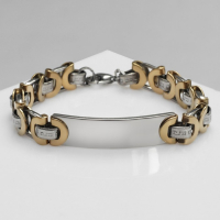 Браслет мужской &laquo;Стальной&raquo; пряжка, цвет серебряно-золотой, 21 см