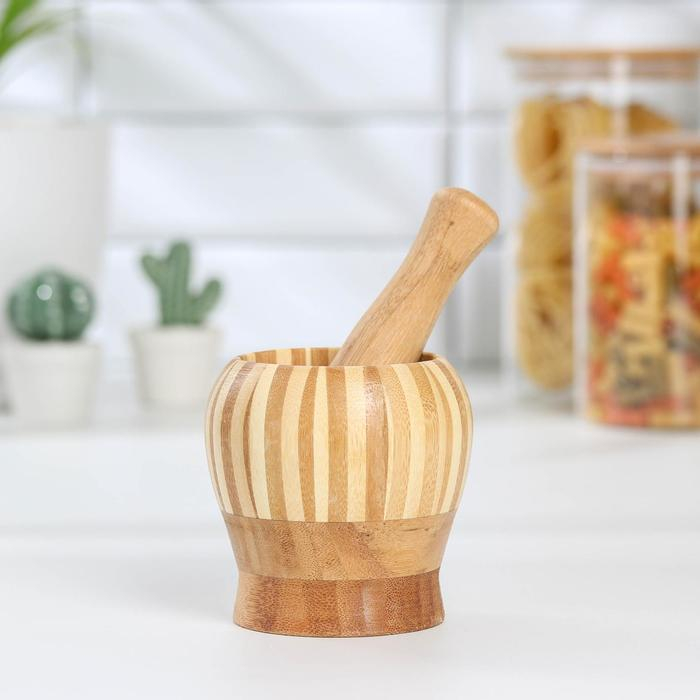 Ступка с пестиком Доляна &laquo;Полоски&raquo;, 11&times;10&times;10 см