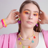 Серьги металл &laquo;Яркость&raquo; геометрия, цвет салатово-фиолетовый