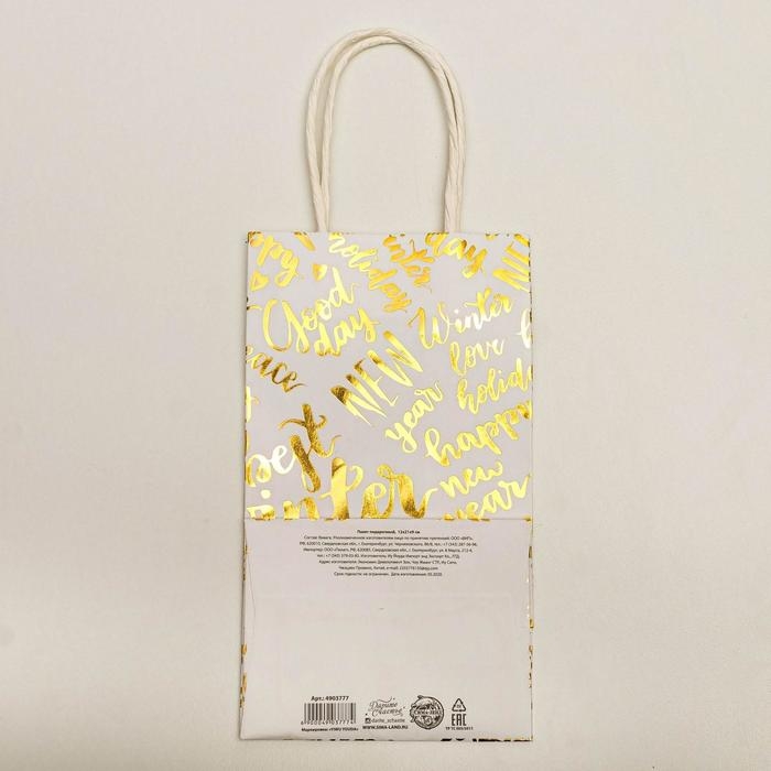 Пакет подарочный новогодний крафтовый «Best winter», 12 х 21 х 9 см, Новый год Пакет подарочный новогодний крафтовый «Best winter», 12 х 21 х 9 см, Новый год