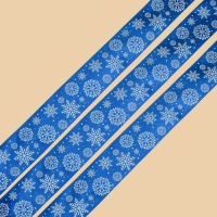 Лента атласная &laquo;Снежный вальс&raquo;, синяя , 4 см &times; 5 м