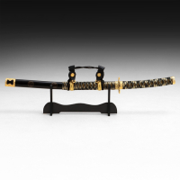 Сувенирное оружие "Катана Хикэру" 78 см, чёрная с золотом, на подставке