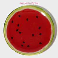 Набор тарелок стеклянных Доляна &laquo;Сладкий арбуз&raquo;, 19 предметов: 6 десертных тарелок, 6 обеденных тарелок, 6 мисок, салатник