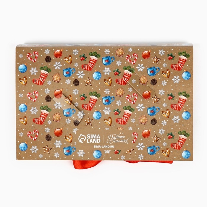 Коробка под 6 конфет с ячейками «Новогодние атрибуты» 14.8 х 9.5 х 3.5 см, Новый год Коробка под 6 конфет с ячейками «Новогодние атрибуты» 14.8 х 9.5 х 3.5 см, Новый год