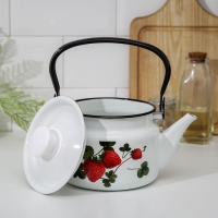 Чайник эмалированный цилиндрический, 1,5 л, деколь МИКС, цвет белый Чайник эмалированный цилиндрический, 1,5 л, деколь МИКС, цвет белый