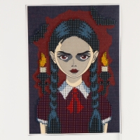 Алмазная мозаика на хеллоуин с частичным заполнением на холсте &laquo;Мрачная девочка&raquo;, 15 х 21 см