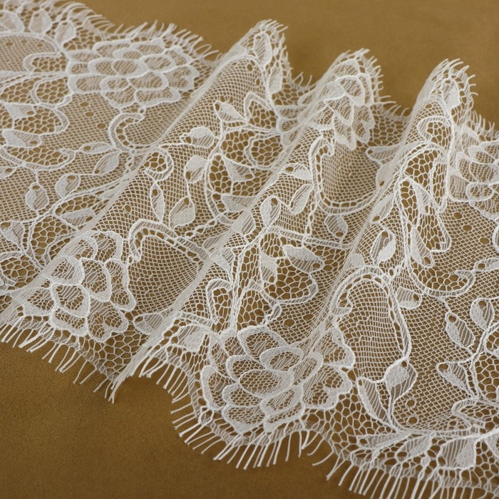 Кружево реснички, 165 мм × 3 ± 0,5 м, цвет белый Кружево реснички, 165 мм × 3 ± 0,5 м, цвет белый