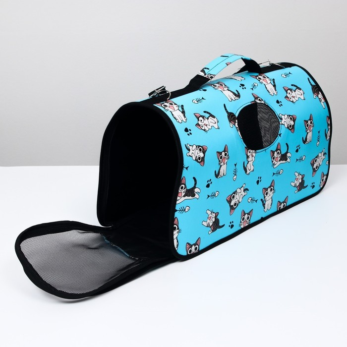 Сумка - переноска для животных Сумка - переноска для животных "Играющие котики", голубая, размер L, 53 х 21 х 29 см