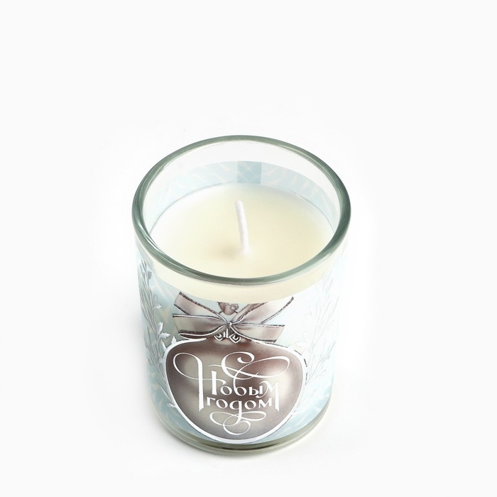 Новогодняя свеча с калькой &laquo;Новый год: С Новым годом!&raquo;, аромат жасмин,5х6х5 см