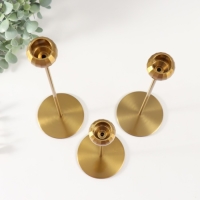 Подсвечник металл "Шар с гранями" тёмное золото d=2 см, набор 3 шт h=32 см, 27 см, 22 см