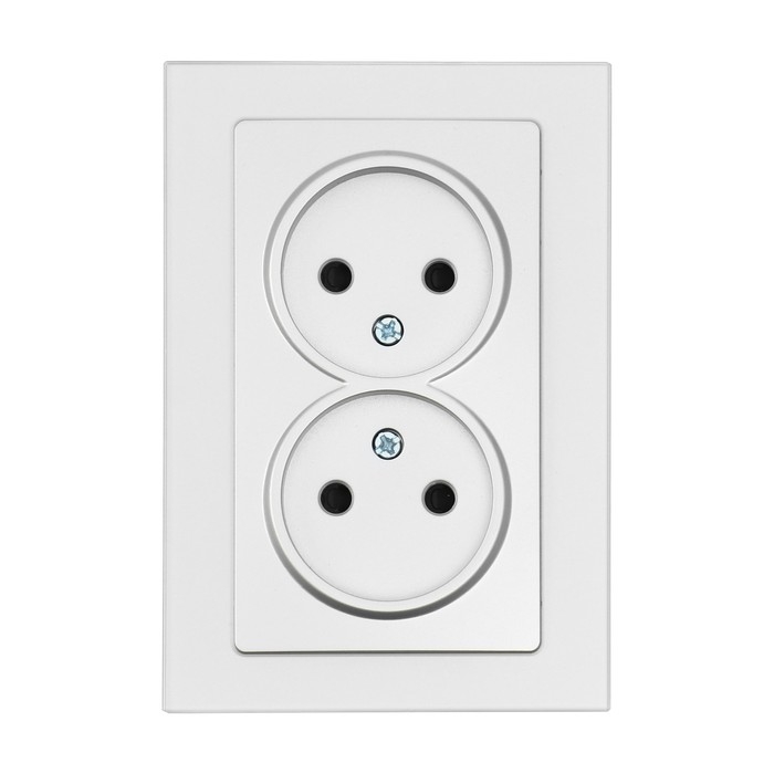 Розетка двухместная TOT Matte Glass, 10 А, скрытая, без з/к, стекло, серебристая Розетка двухместная TOT Matte Glass, 10 А, скрытая, без з/к, стекло, серебристая