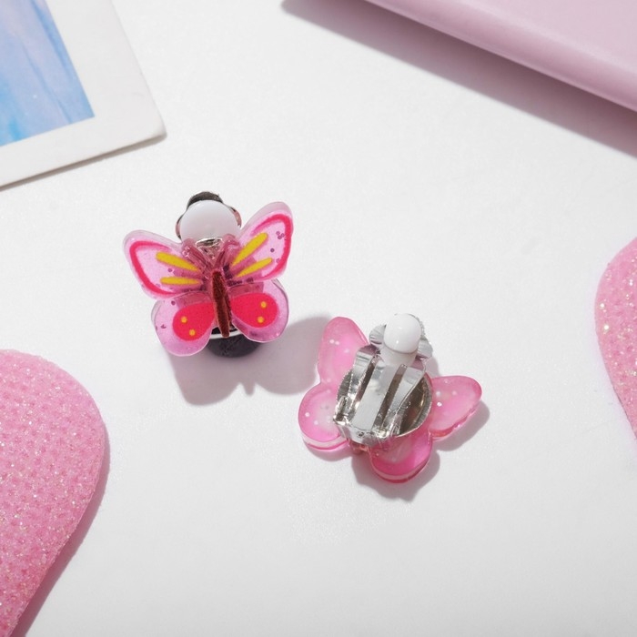 Клипсы детские &laquo;Выбражулька&raquo; бабочка глянец, цвет розовый