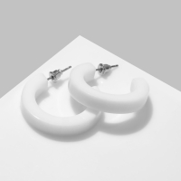 Серьги-кольца «Дуга» цвет белый, d=3 см Серьги-кольца «Дуга» цвет белый, d=3 см