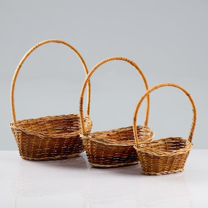 Набор корзин, 3 шт, 20&times;25&times;10/30, 17&times;22&times;9/28, 12&times;18&times;7/26 см, ротанг