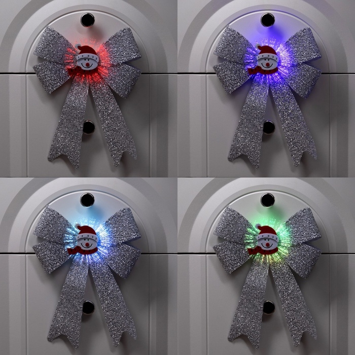 Световой бант Световой бант "Снеговик бантик" 24x32 см, 1 LED, батарейки LR44x2 (в комплекте), мерцание, свечение мульти