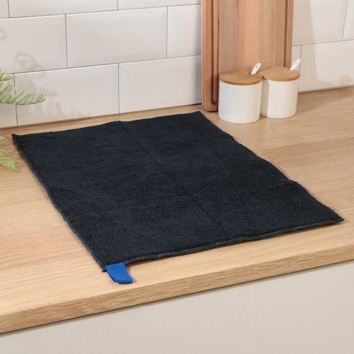 Коврик для сушки посуды Доляна &laquo;Лофт&raquo;, 38&times;50 см, микрофибра, цвет чёрный