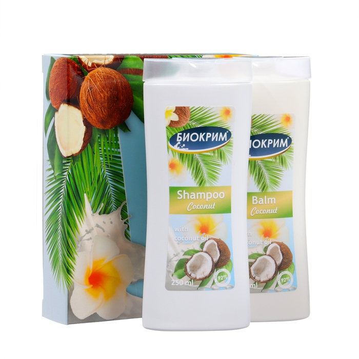 Подарочный набор косметики женский "Кокосовое молочко": шампунь, 250 мл + бальзам, 250 мл