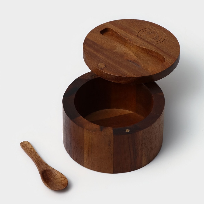 Банка для специй с ложкой, 10&times;6 см, акация