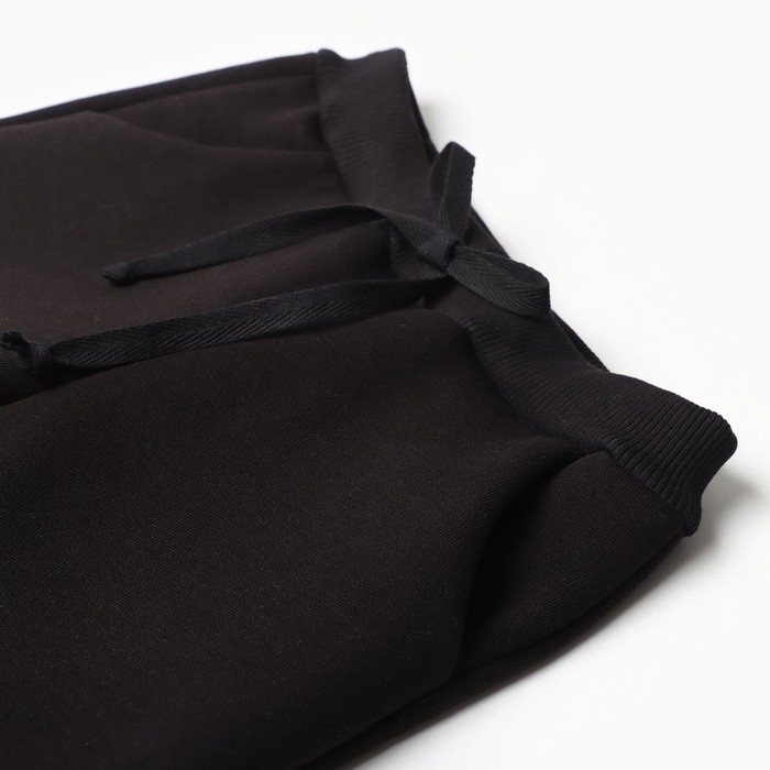 Брюки детские с начёсом, цвет чёрный, рост 158 см