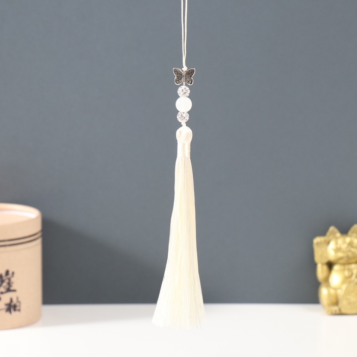 Подвеска текстиль, металл Подвеска текстиль, металл "Бабочка" слоновая кость 1х1,2х16,5 см