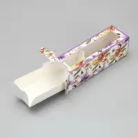 Коробка для макарун, кондитерская упаковка &laquo;Ботаника цветы сиреневые&raquo; 18 х 5.5 х 5.5 см