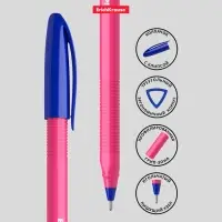 Ручка шариковая ErichKrause U-108 Neon Stick, узел 1.0 мм, чернила синие, супермягкое письмо, длина линии письма 1000 метров, МИКС