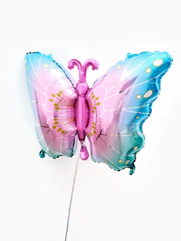 Воздушный шар фольгированный 32" &laquo;Бабочка&raquo; цвет голубой металлик