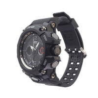 Часы наручные электронные мужские, будильник, календарь, d-5.6 см, l-20.5 см, 3 ATM, черные   972999