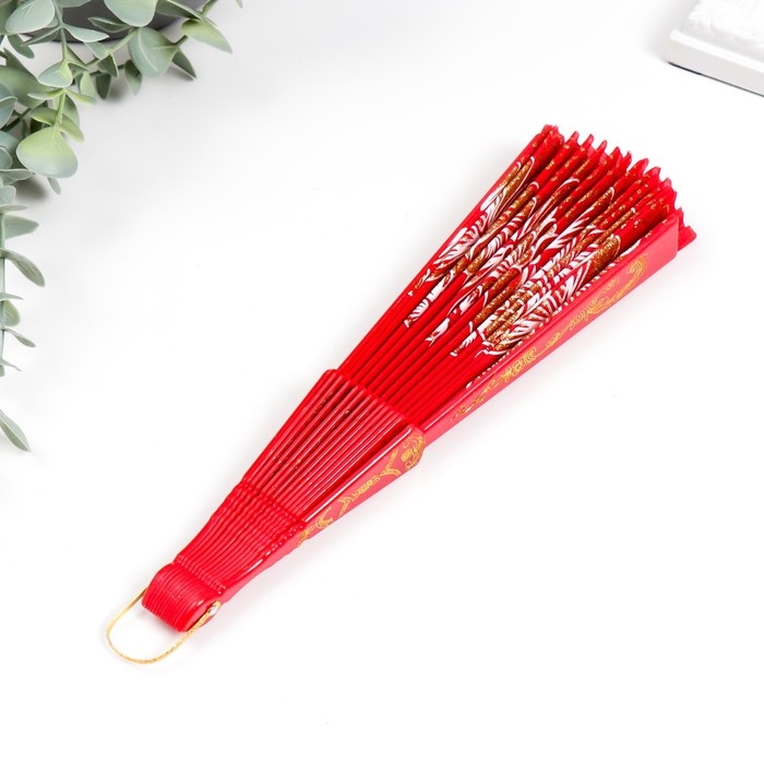 Веер пластик "Цветы с блёстками" МИКС 23 см