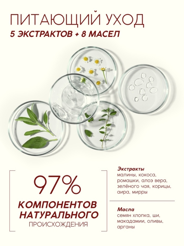 Шампунь для волос, питающий уход, аромат малины, 400 мл, Рябина