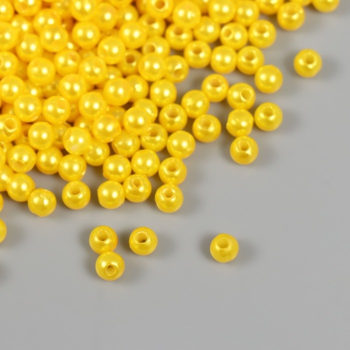 Набор бусин Набор бусин "Жемчуг" d 4 мм, 250 гр, желтый