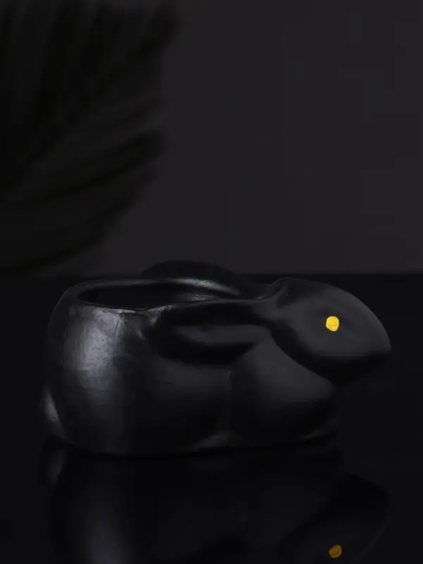 Подсвечник "Заяц" 9х6х4 см, черный