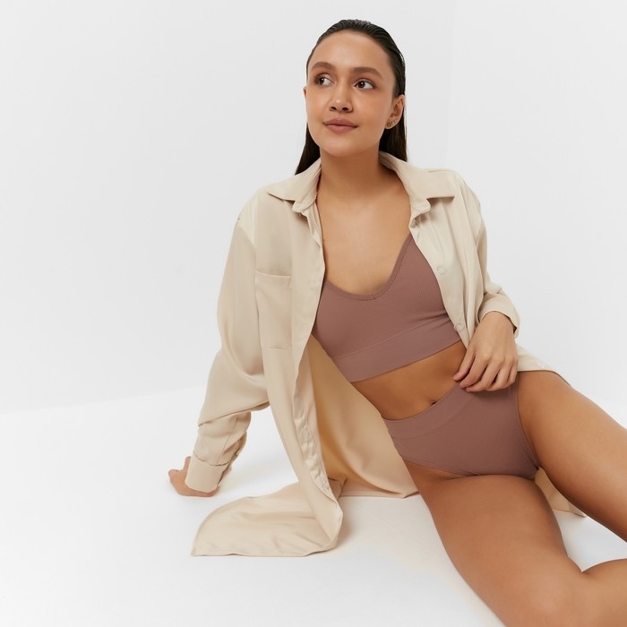 Комплект женский (топ, трусы) цвет кофе, размер 42-44