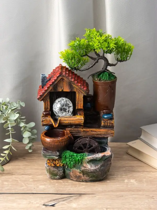 Фонтан "Домик под деревом" 32х15х13 см (с подсветкой)