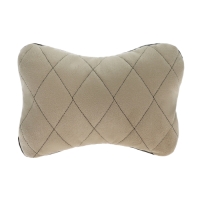 Подушка автомобильная косточка, на подголовник, велюр, бежевый, ромб, 16 х 24 см