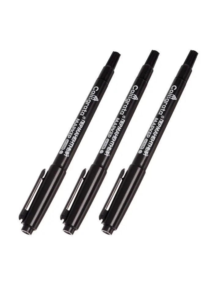 Маркер перманентный 3.0 мм Командор чёрный 12 шт.ук