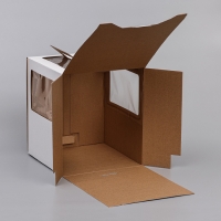 Коробка под торт 2 окна, с ручками, белая, 26 х 26 х 30 см