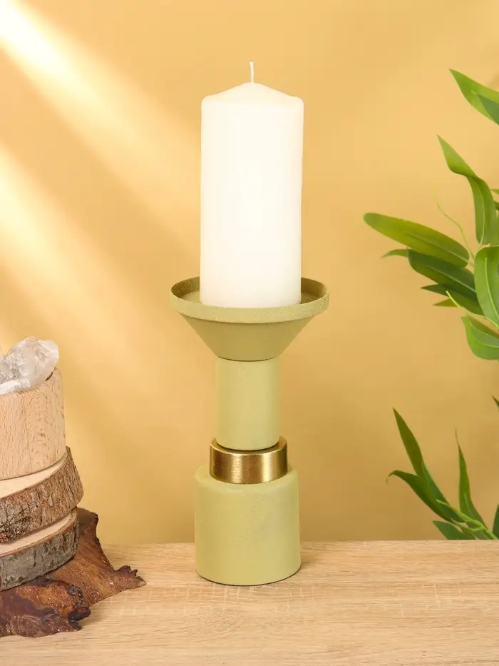 Подсвечник на 1 свечу текстурный &laquo;Оливковый&raquo;, 10.5&times;10.5&times;19.5 см