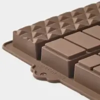 Форма для дубайского шоколада 6 плиток "Квадраты, полосы, пирамиды" 27,5x17x2 см