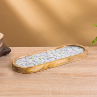 Набор розеток на подносе "Оттенки сирени" (3 шт) дерево манго 33,5х13х6,5 см