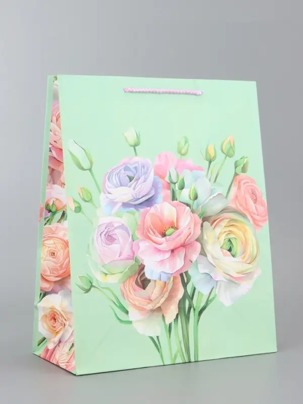 Пакет подарочный ламинированный, "Цветочный вальс" 26 х 12 х 32 см