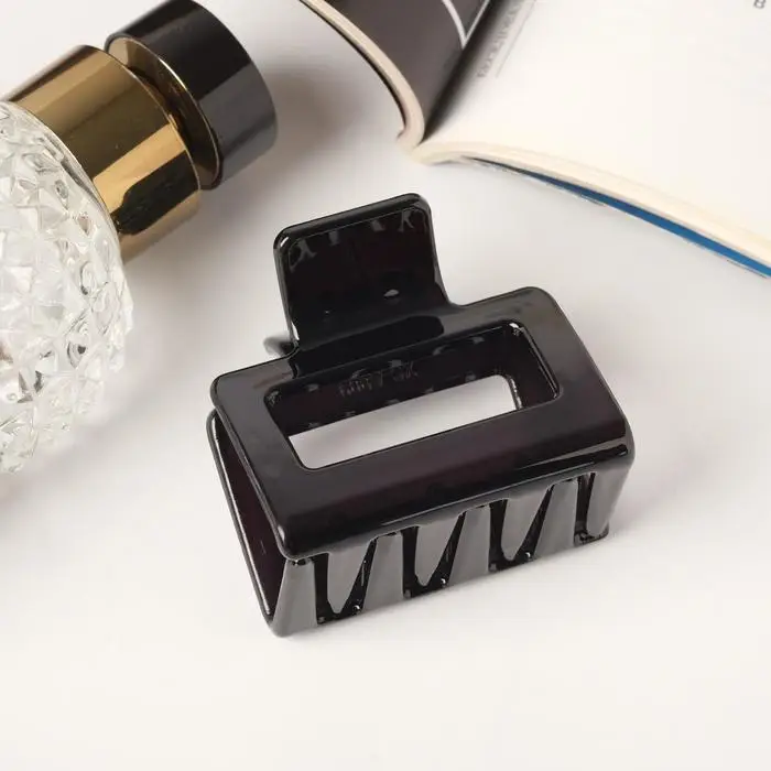 Крабик для волос &laquo;Глянец&raquo;, прямой геометрия, 5&times;5 см, чёрный