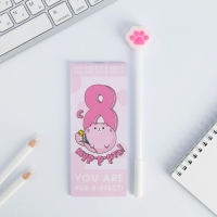 Набор &laquo;8 марта: С 8 мур-р-рта&raquo;: блокнот 32 листа A7 и ручка пластик