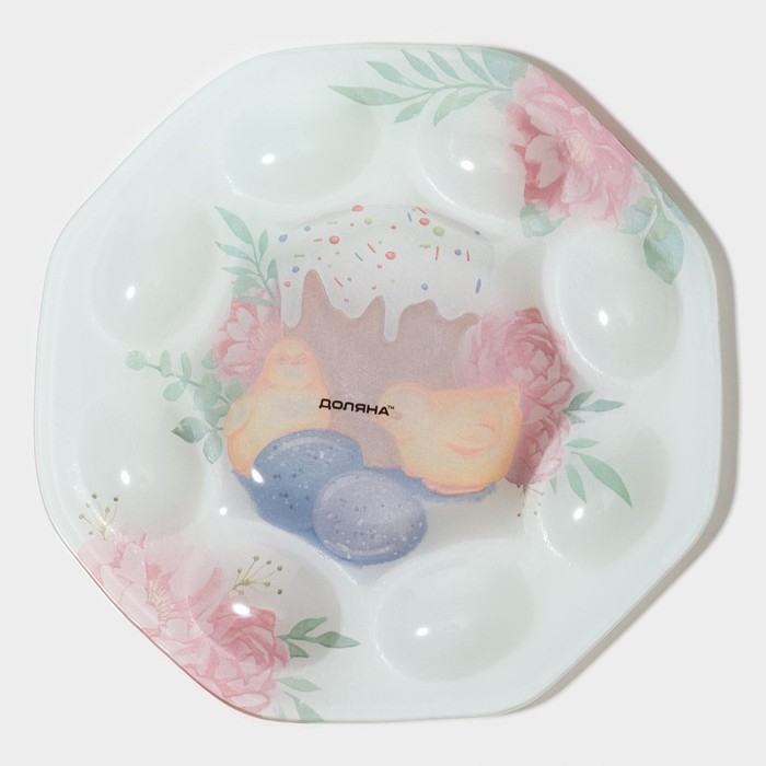 Подставка стеклянная для яиц Доляна &laquo;Кулич&raquo;, 8 ячеек, 22&times;22 см