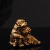 Набор статуэток "Гости, кошка и собака" 7 см, бронза