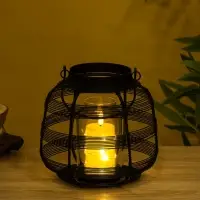 Подсвечник фонарь со стеклянной колбой, 19&times;19&times;18 см, d=9 см, металл, чёрный