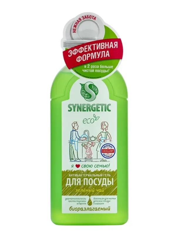 Гель для мытья посуды Synergetic &laquo;Зеленый чай&raquo;, 500 мл