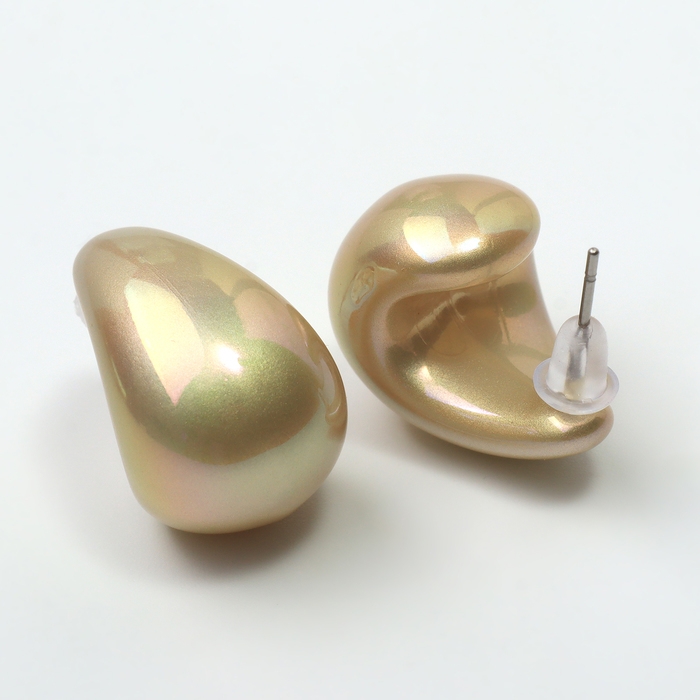 Серьги пластик &laquo;Капля&raquo; гладкие мини, цвет бежевый