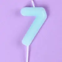 Свеча в торт &laquo;Цифра 7&raquo;, светящаяся голубая, 9 см